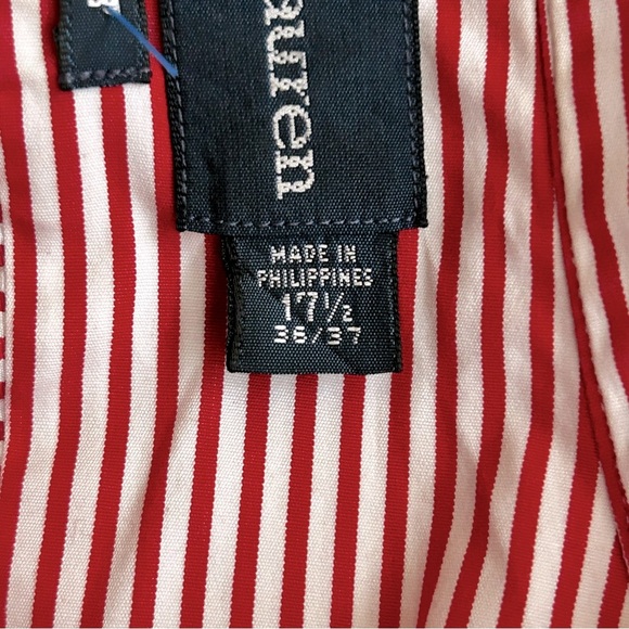 Ralph Lauren Classic Fit Red and White Striped Long Sleeve Button Down Shirt - Picture 5 of 10